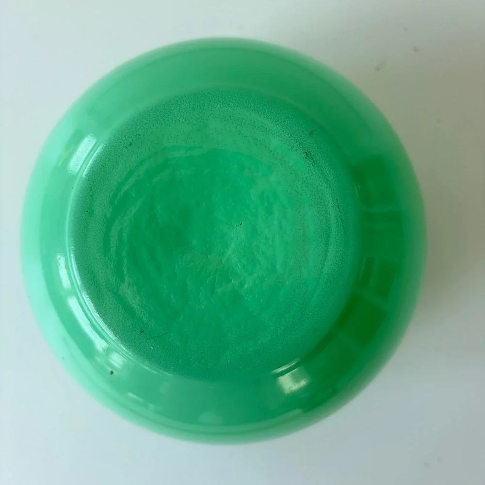 Vintage Green Opaline Glass Vase Round Mid Century Seafoam Mint Art Glass 5.5in